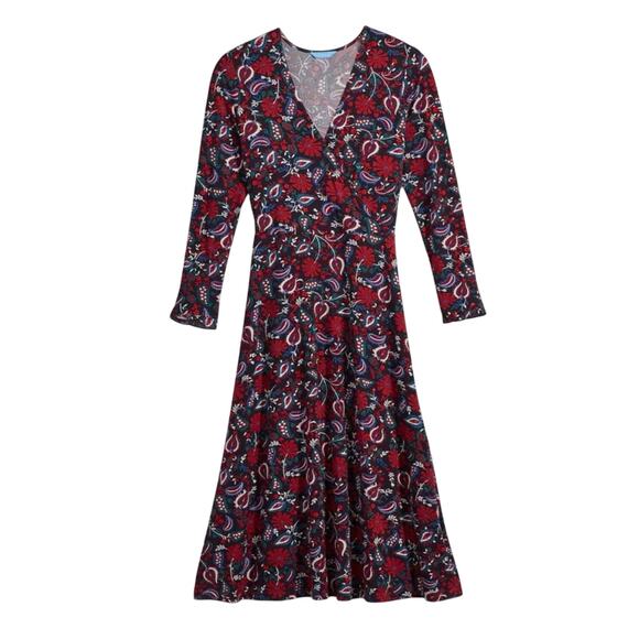 Draper James Paisley Print Faux Wrap Stretch Midi Dress Size XL - Picture 12 of 12